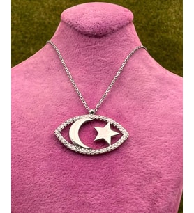 AY YILDIZ 925 AYAR GÜMÜŞ KOLYE