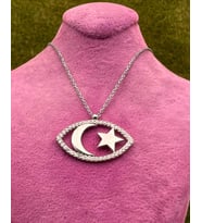 AY YILDIZ 925 AYAR GÜMÜŞ KOLYE