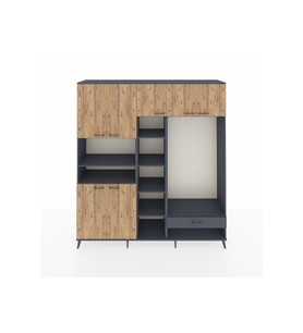 Hyperion Dolap 11 Raflı Tek Çekmeceli 7 Kapaklı 220x44x243 Antrasit-Çam/Antrasit