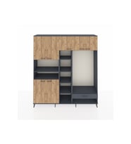 Hyperion Dolap 11 Raflı Tek Çekmeceli 7 Kapaklı 220x44x243 Antrasit-Çam/Antrasit