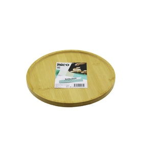 YUVARLAK=24.5CM AYAKLI=4CM KENARLI YÜZEY AHŞAP BAMBU SUNUM TEPSİSİ - MİNİ SOFRA (5343)