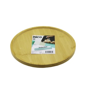 YUVARLAK=24.5CM AYAKLI=4CM KENARLI YÜZEY AHŞAP BAMBU SUNUM TEPSİSİ - MİNİ SOFRA (5343)