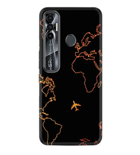Tecno Spark 6 6 Go 8C 8 Pro 7 7 Spark 9 Pro Kılıf Desemli Silikon Harita ve Uçak 1777