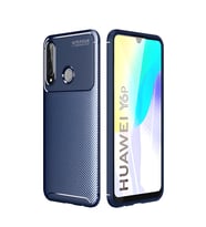 Huawei Y6P Kılıf Negro Karbon Tasarım Silikon Kılıf (Lacivert)