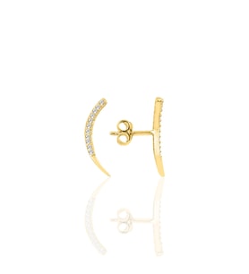 Gümüş altın yaldızlı zirkon taşlı Ay modeli küpe SGTL10824GOLD
