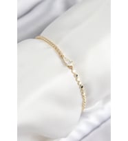 Pirinç Zirkon Taşlı Damla Model Ezme Zincir Gold Renk Kadın Bileklik 5886