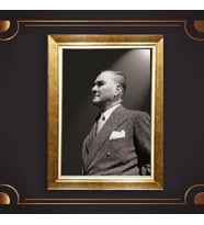 Özel Seri Paspartulu Çerçeveli Atatürk Tablo l73 (Gold)