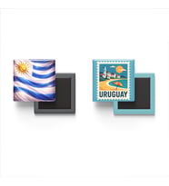 Buzdolap Magnetleri - Uruguay Bayrağı ve Montevideo Posta Pulu Tema - 2'li Set Magneti