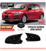 Toyota Auris E150 2006-2010 Sinyalsiz Uyumlu Batman Yarasa Ayna Kapağı Piano Black ABS Plastik