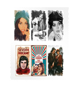 6’lı Yeşil Çam Set - Retro Ahşap Poster – Özel Koleksiyon – Hbb