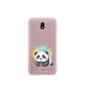 Samsung Galaxy J7 Pro ile Uyumlu Splash Panda Tasarımlı Şeffaf Silikon Kılıf