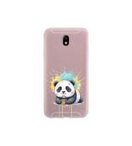 Samsung Galaxy J7 Pro ile Uyumlu Splash Panda Tasarımlı Şeffaf Silikon Kılıf