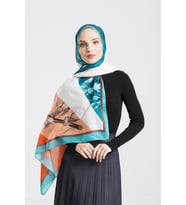Çiçekli Desen Pavia Seri Şal Eşarp Askısı ile Birlikte 90X200 cm Mint Yeşil-90X2