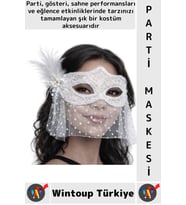 #PartiMaskesi Kostüm Davet Yılbaşı Cosplay Dantel Tüllü Peçeli Tüylü İnci Detaylı Şık Parti Maskesi