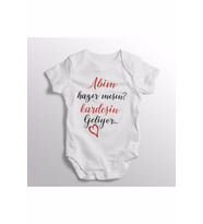 Abim Hazır Mısın Kardeşin Geliyor Yazılı Baskılı Bebek Zıbını
