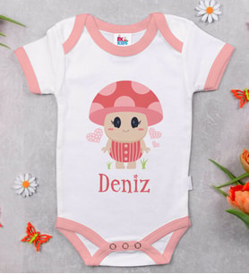 BK Kids Kişiye Özel Pembe Bebek Body Zıbın - Model 123