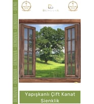#ÇiftkanatSineklik 130x150 PVC Pencere Pratik Montaj Sivrisinek Koruyucu Tül Yapışkanlı Çift Kanat S
