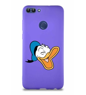 Huawei P Smart Soft Premier Kapak Donald Duck-E Tasarımlı Silikon Kılıf - Mor (Şeffaf)