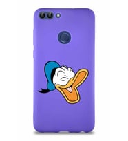 Huawei P Smart Soft Premier Kapak Donald Duck-E Tasarımlı Silikon Kılıf - Mor (Şeffaf)