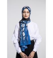 Geometrik Desen Elegante Seri Şal Eşarp Askısı ile Birlikte 75x200 cm Saks-75x20