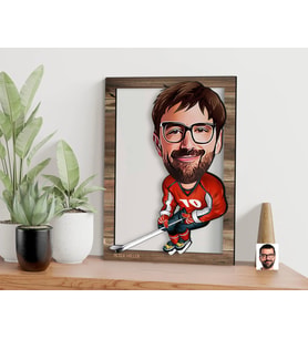 BK Gift Kişiye Özel Hokey Oyuncusu Karikatürlü 3D Ahşap Tablo, Sevgiliye Hediye, Arkadaşa Hediye, Yıl Dönümü Hediyesi, Doğum Günü Hediyesi-1