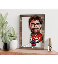 BK Gift Kişiye Özel Hokey Oyuncusu Karikatürlü 3D Ahşap Tablo, Sevgiliye Hediye, Arkadaşa Hediye, Yıl Dönümü Hediyesi, Doğum Günü Hediyesi-1
