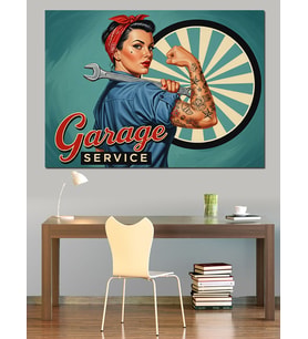 Güçlü Retro İşçi Kadın Dekoratif Kanvas - Mdf Ahşap Tablo