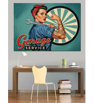 Güçlü Retro İşçi Kadın Dekoratif Kanvas - Mdf Ahşap Tablo