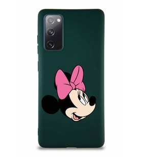 Samsung Galaxy S20 FE Soft Premier Kapak Minnie Mouse-A Tasarımlı Silikon Kılıf - Yeşil (Şeffaf)