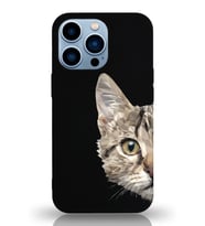 Apple iPhone 13 Pro Max Uyumlu Lansman Kılıf Catface Tasarımlı Altı Kapalı İçi Kadife Kaplı  Kapak (Şeffaf)