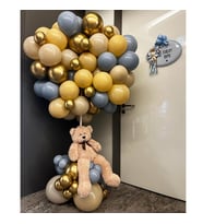 Gold Renkli Ayıcıklı Balon Buketi