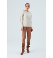 Peraluna RAKEL PULLOVER Omuz Büzgülü Yumuşak Kadın Triko Kazak - Ekru