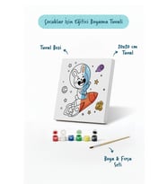 Uzay Tavşanı Boyama Tuvali – Şövalesiz Boya Seti 20x20