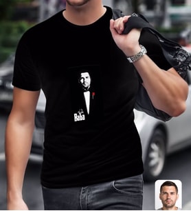 BK Gift Kişiye Özel Godfather Baba Tasarımlı Siyah T-Shirt-8