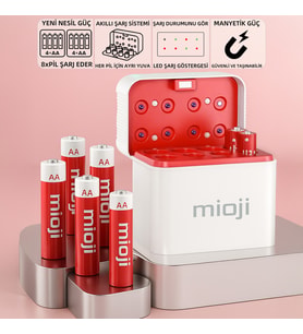 Mioji BT12 AA ve AAA 1.5V Şarj Edilebilir Pil ve Şarj Cihazı Beyaz