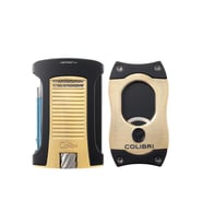 Colibri Daytona Gold-Siyah Tek Torch Çakmak & Gold S Cut Premium Puro Seti - CLB-7