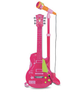 Ayaklı Mikrofonlu Pembe Gitar ile Eğlence Garanti! (Çok Renkli)
