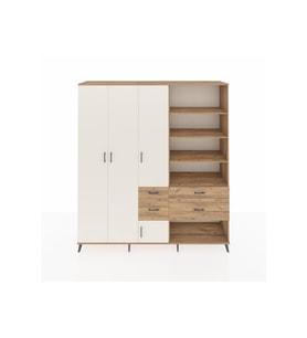 Hyperion Dolap 14 Raflı 4 Çekmeceli 4 Kapaklı 220x44x243 Çam-Aytaşı/Çam