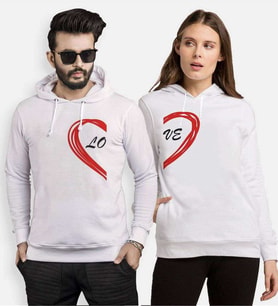 Tshirthane Lo Ve Yarım Kalp Sevgili Kombinleri Kapüşonlu Kombini (Tek Ürün Fiyatıdır.)