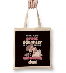 Great Daughter Amazing Dad Papa Father Daddy Husband Stepdad Bez Çanta Uzun Saplı