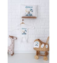 Pia Baby Premium %100 Pamuk İsme Özel Yenidoğan Erkek Bebek Tulumlu Hediye Seti 5056-07 (Ekru)