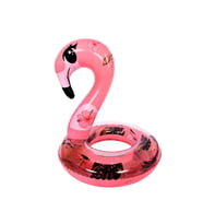 Sevimli Çocuk Flamingo Başlı Simli Şişme Deniz Havuz Simidi 64 cm