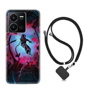 Vivo Y22 Kılıf Silikon Boyun Askılı İpli Desenli Silikon Astronot Attack 1702