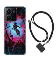 Vivo Y22 Kılıf Silikon Boyun Askılı İpli Desenli Silikon Astronot Attack 1702