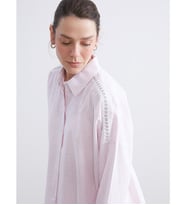 LCWAIKIKI Classic Pembe Çizgili Oversize Kadın Gömlek