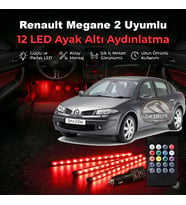 Renault Megane 2 Uyumlu RGB Ayak Altı LED 12 Led Kumandalı Müzik Duyarlı Araç İçi Aydınlatma