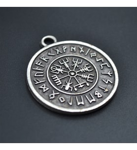 Vegvisir Viking Pusulası Kolye Ucu - Antik Gümüş Kaplama - Kod:64