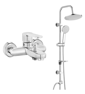 ECA Nita Banyo Bataryası+T-MAY Banyo Lidya Oval Tepe Duş Takımı Seti Paslanmaz K (Krom)