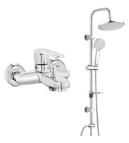 ECA Nita Banyo Bataryası+T-MAY Banyo Lidya Oval Tepe Duş Takımı Seti Paslanmaz K (Krom)