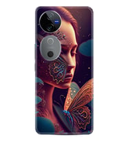 Vivo V40 5G Kılıf Boutique Baskılı Resimli Kelebek Kadın Pcode -075